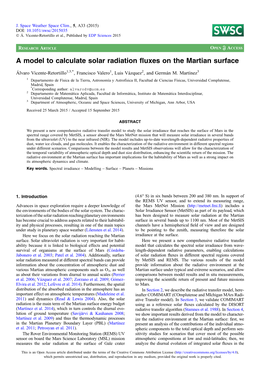 A Model to Calculate Solar Radiation Fluxes on the Martian Surface