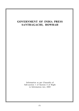 Government of India Press Santragachi, Howrah