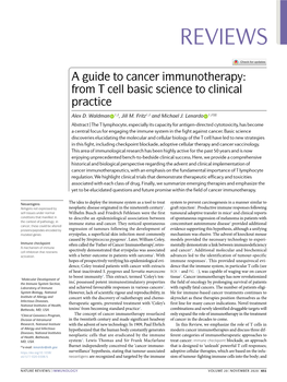 A Guide to Cancer Immunotherapy: from T Cell Basic Science to Clinical Practice