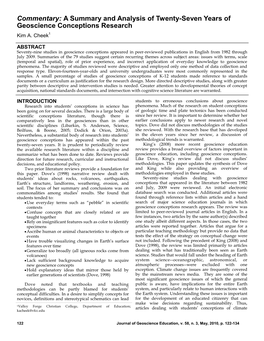 A Summary and Analysis of Twenty-Seven Years of Geoscience Conceptions Research Kim A