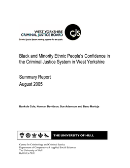 Black and Minority Ethnic People's Confidence in the Criminal Justice