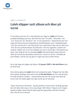 Laleh Släpper Nytt Album Och Åker På Turné