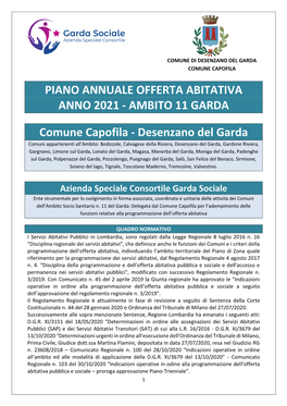 Piano Annuale 2021 Ambito 11 Garda