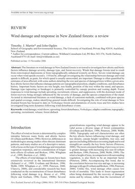 REVIEW Wind Damage and Response in New Zealand Forests