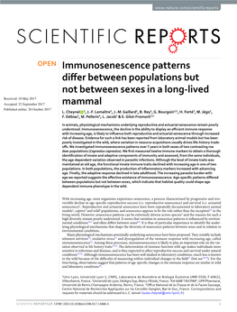 Immunosenescence Patterns Differ Between Populations but Not Between Sexes in a Long-Lived Mammal