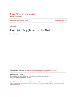 Iowa State Daily, February 2016 Iowa State Daily, 2016