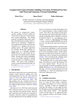 Unsupervised Context-Sensitive Spelling Correction of Clinical Free-Text with Word and Character N-Gram Embeddings