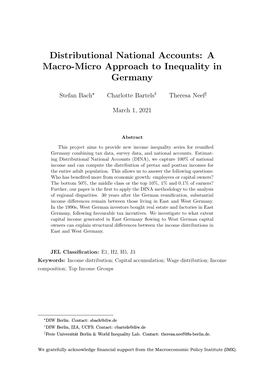 Distributional National Accounts: a Macro-Micro Approach to Inequality in Germany