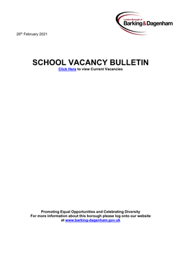 SCHOOL VACANCY BULLETIN Click Here to View Current Vacancies