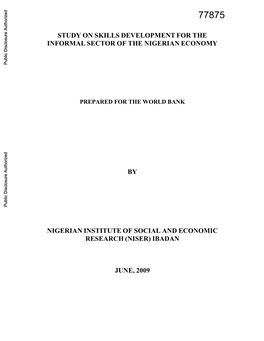 Study on Skills Development for the Informal Sector of the Nigerian Economy