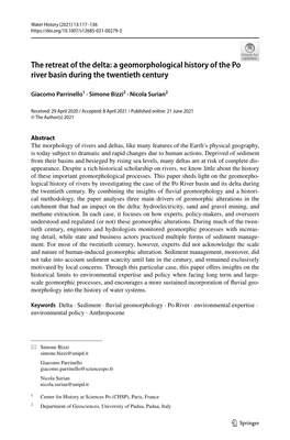 The Retreat of the Delta: a Geomorphological History of the Po River Basin During the Twentieth Century