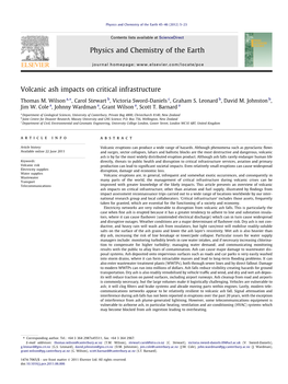 Volcanic Ash Impacts on Critical Infrastructure ⇑ Thomas M