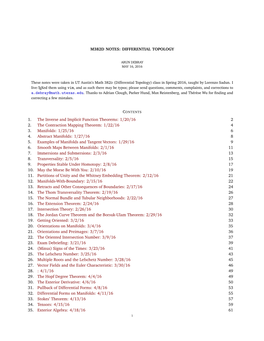 M382D NOTES: DIFFERENTIAL TOPOLOGY 1. the Inverse And