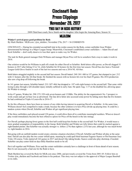 Cincinnati Reds Press Clippings November 28, 2017