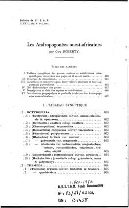 Les Andropogonées Ouest-Africaines Par GUY ROBERTY