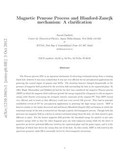 Magnetic Penrose Process and Blanford-Zanejk Mechanism: A