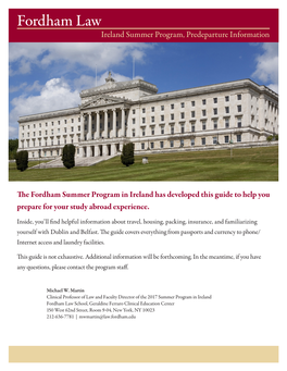 Fordham Law Ireland Summer Program, Predeparture Information