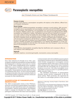 Paraneoplastic Neuropathies