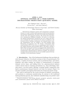 Optimal Control of a Time-Varying Double-Ended Production Queueing Model