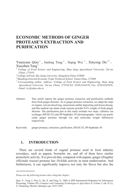 Economic Methods of Ginger Protease's Extraction And