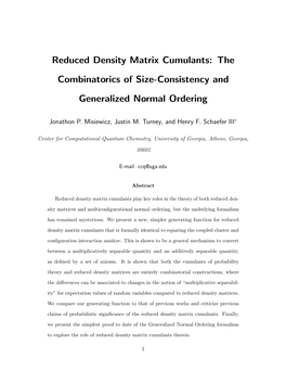 Reduced Density Matrix Cumulants: the Combinatorics of Size-Consistency and Generalized Normal Ordering