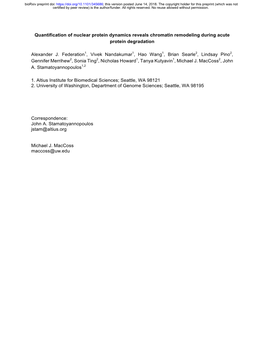 Quantification of Nuclear Protein Dynamics Reveals Chromatin Remodeling During Acute Protein Degradation