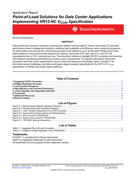 Point-Of-Load Solutions for Data Center App Implementing VR13.HC Vccin Spec (Rev. A)