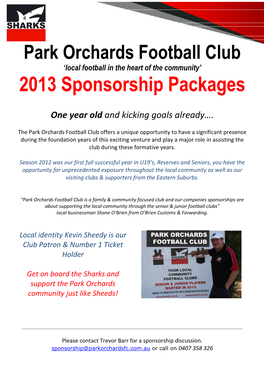 2013 Sponsorship Packages