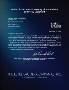 THE EST{E LAUDER COMPANIES INC. the Global House of Prestige Beauty the ESTEE´ LAUDER COMPANIES INC