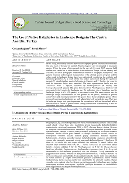 The Use of Native Halophytes in Landscape Design in the Central Anatolia, Turkey