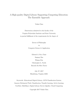 A High-Quality Digital Library Supporting Computing Education: the Ensemble Approach