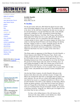 Boston Review | Tim Riley Reviews Greil Marcus's Bob Dylan 4/6/09 3:40 PM