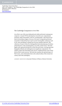 The Cambridge Companion to Arvo P Ä Rt