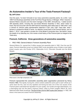 An Automotive Insider's Tour of the Tesla Fremont Factory©