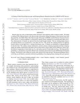 A Catalog of Short Period Spectroscopic and Eclipsing