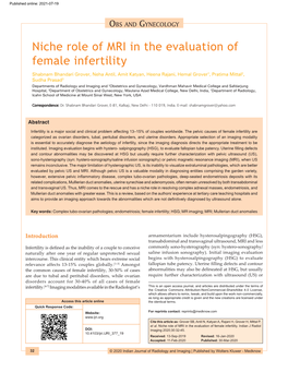 Niche Role of MRI in the Evaluation of Female Infertility