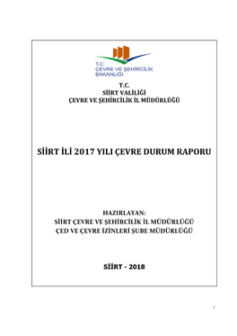 Siirt Ili 2017 Yili Çevre Durum Raporu