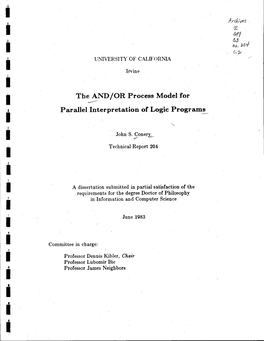 The AND/OR Process Model for Parallel Interpretation of Logic Program^