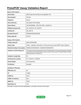 Primepcr™Assay Validation Report