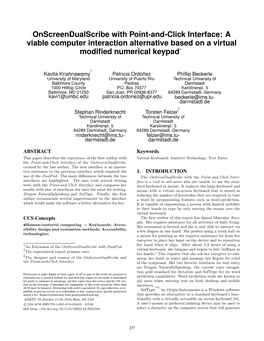 Onscreendualscribe with Point-And-Click Interface: a Viable Computer Interaction Alternative Based on a Virtual Modiﬁed Numerical Keypad∗