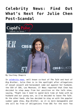 S Next for Julie Chen Post-Scandal