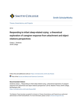 Responding to Infant Sleep-Related Crying : a Theoretical Exploration of Caregiver Response from Attachment and Object Relations Perspectives