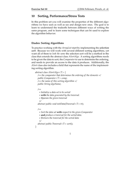 10 Sorting, Performance/Stress Tests