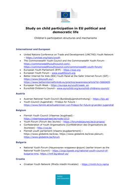Study on Child Participation in EU Political and Democratic Life