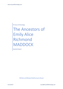 The Ancestors of Emily Alice Richmond MADDOCK