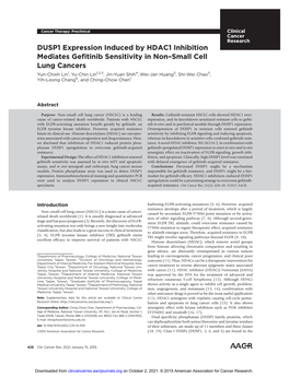 DUSP1 Expression Induced by HDAC1 Inhibition Mediates Gefitinib Sensitivity in Non–Small Cell Lung Cancers