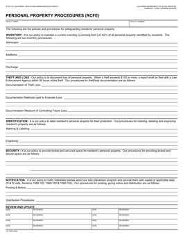 Lic 9059 (5/99) Personal Property Procedures