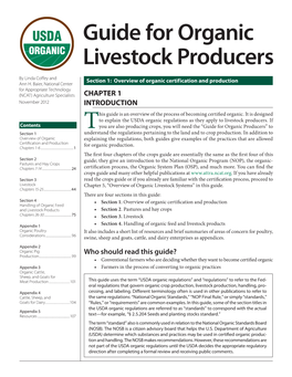 Guide for Organic Livestock Producers