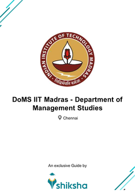 Doms IIT Madras - Department of Management Studies