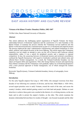 Vietnam at the Khmer Frontier: Boundary Politics, 1802–1847